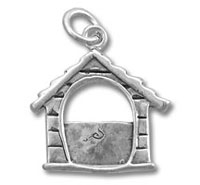 Silver doghouse charm pendant