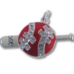 Red rhinestone table tennis paddle pin