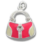 Red and silver handbag charm pendant