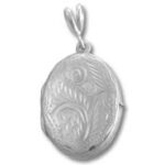 Oval Silver Locket with Designs