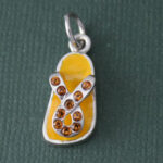 Yellow flip-flop pendant with amber rhinestones