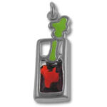 Silver paintbrush charm with green and red enamel