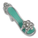 Turquoise flip-flop charm with rhinestone flower