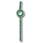 Green gemstone vertical pendant with circular loop