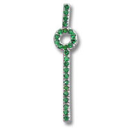 Green gemstone vertical pendant with circular loop