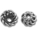 Two silver twisted swirl spacer beads