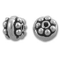 Pair of antiqued silver granulated round beads
