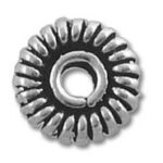 Silver sunburst ribbed round bead spacer