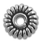 Round silver fluted spacer bead