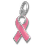Pink breast cancer awareness ribbon charm