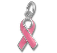 Pink breast cancer awareness ribbon charm