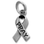 Silver ribbon pendant engraved PRAY