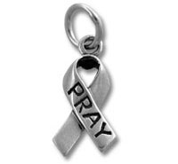 Silver ribbon pendant engraved PRAY