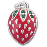 Silver-trimmed red strawberry charm pendant