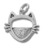 Silver cat face charm pendant frame