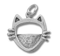 Silver cat face charm pendant frame