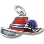 Red cowboy hat charm with purple flower