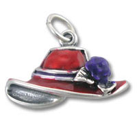 Red cowboy hat charm with purple flower
