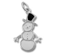 Silver snowman charm with black top hat