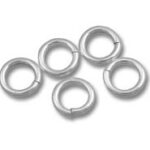 Five silver jump rings for jewelry making