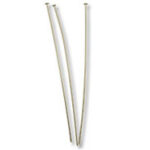 Three long stainless steel pins on white