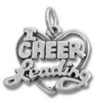Silver heart charm inscribed "I Cheer Reading