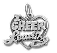 Silver heart charm inscribed "I Cheer Reading
