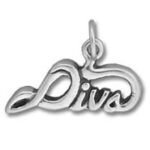 Silver "Diva" script pendant charm