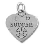 Heart-shaped pendant reading I love soccer
