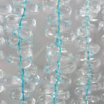 Close-up of transparent bubble wrap with blue lines