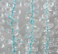 Close-up of transparent bubble wrap with blue lines