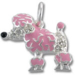 Pink rhinestone poodle charm pendant