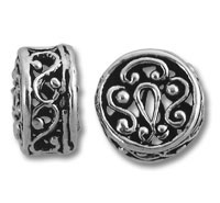 Ornate silver filigree round spacer beads
