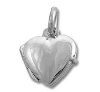 Silver heart locket pendant on white background