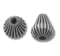 Antique silver fluted bead caps