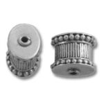 Silver-tone ribbed rondelle spacer beads