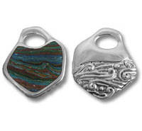 Two silver pendants, one with stone inlay