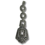 Marcasite drop pendant with geometric pattern