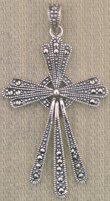 Ornate silver beaded cross pendant