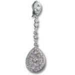Single silver diamond teardrop dangle earring