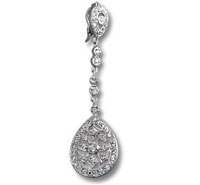 Single silver diamond teardrop dangle earring