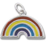 Silver enamel rainbow charm pendant