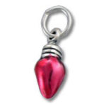 red teardrop pendant charm with silver loop