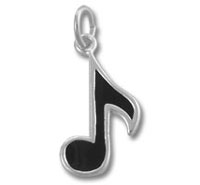 Black musical note pendant charm