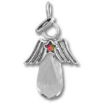 Silver angel pendant with faceted crystal teardrop
