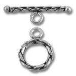 Silver twisted toggle clasp for jewelry