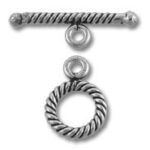 Silver twisted rope toggle clasp for jewelry