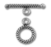 Silver twisted rope toggle clasp for jewelry