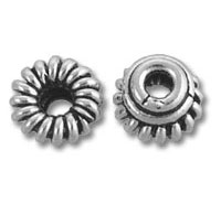 Pair of silver fluted spacer beads