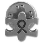 metal skull pendant with awareness ribbon